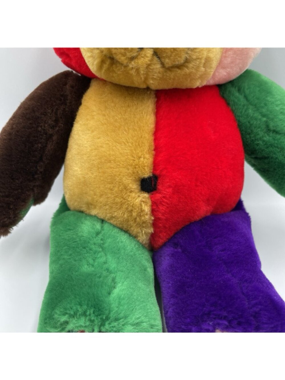Vtg 1996 Peef Bear Christmas Teddy Colorblock Plush Stuffed Animal 14" Squeaker - Picture 3 of 15